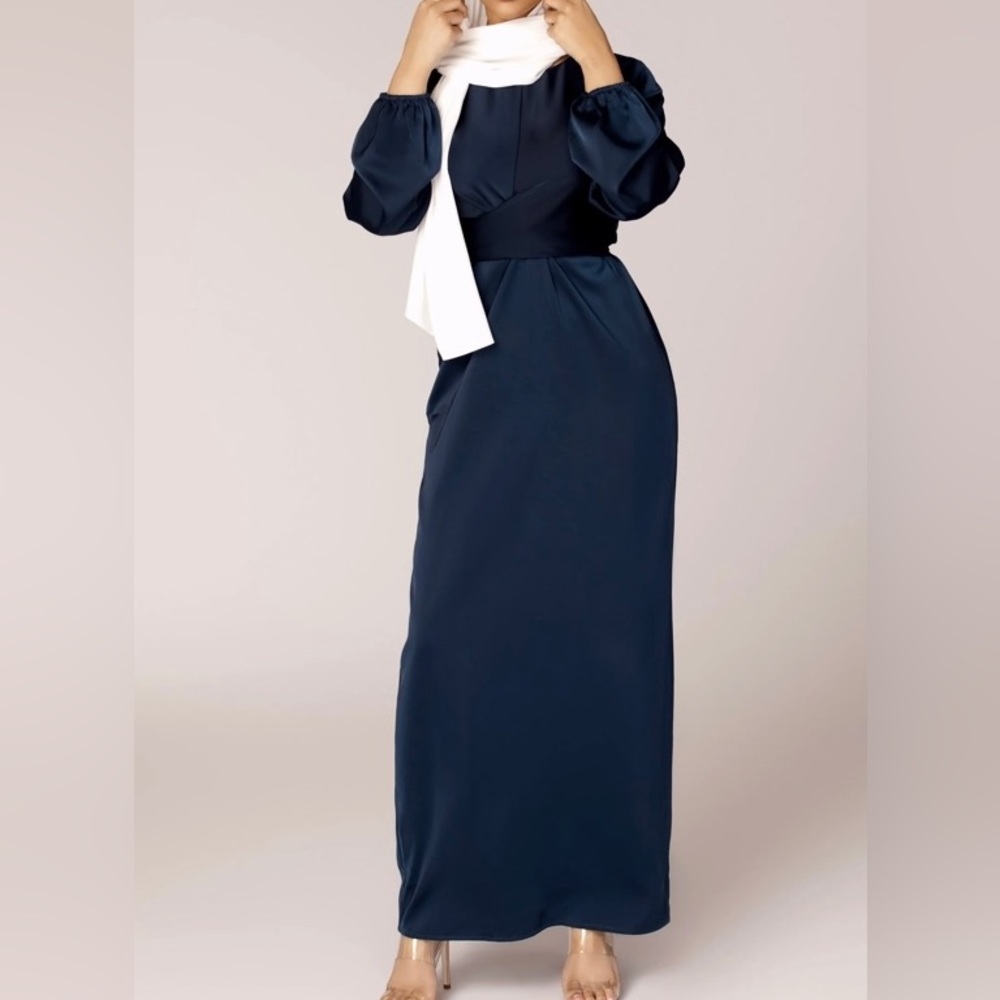 Navy Blue Satin Dress